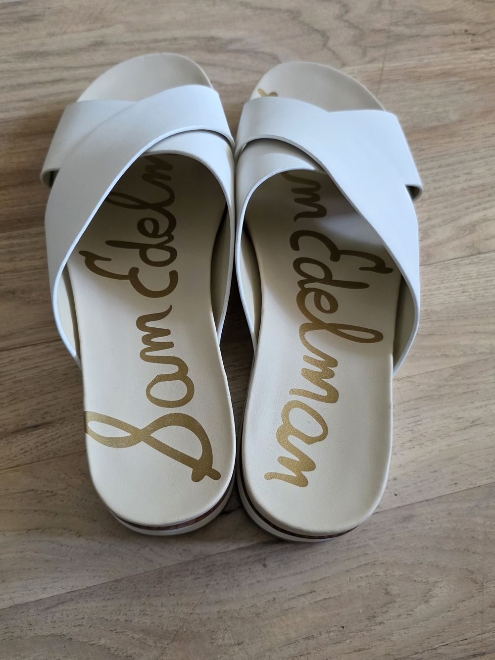 Sam Edelman White Cross-Strap Slide Sandals 'Audrea' - Picture 4 of 10